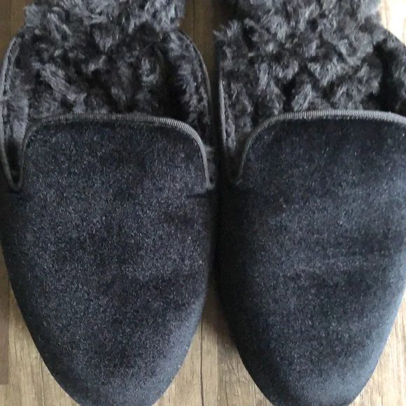 Birdies Phoebe Velvet Faux Fur Black Mules 7.5 - Picture 4 of 10